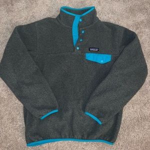 Patagonia Synchilla Blue & Teal Fleece Button Up